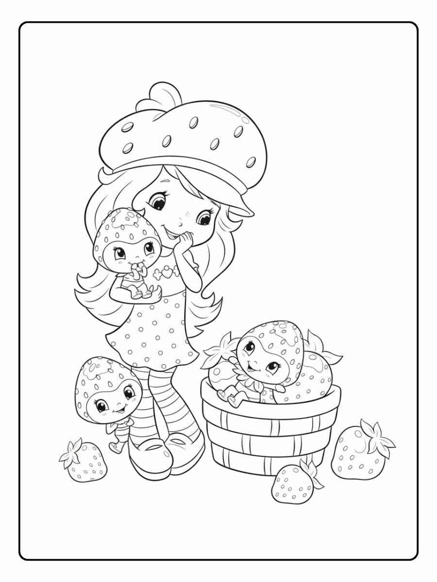 Strawberry Shortcake coloring pages Strawberry Shortcake holding berries and basket