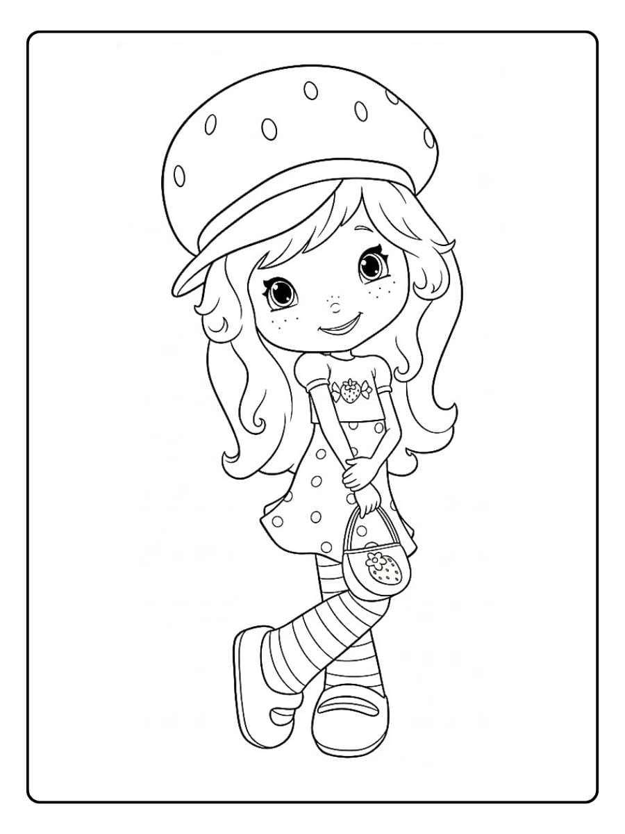 Strawberry Shortcake coloring pages Strawberry Shortcake smiling with strawberries