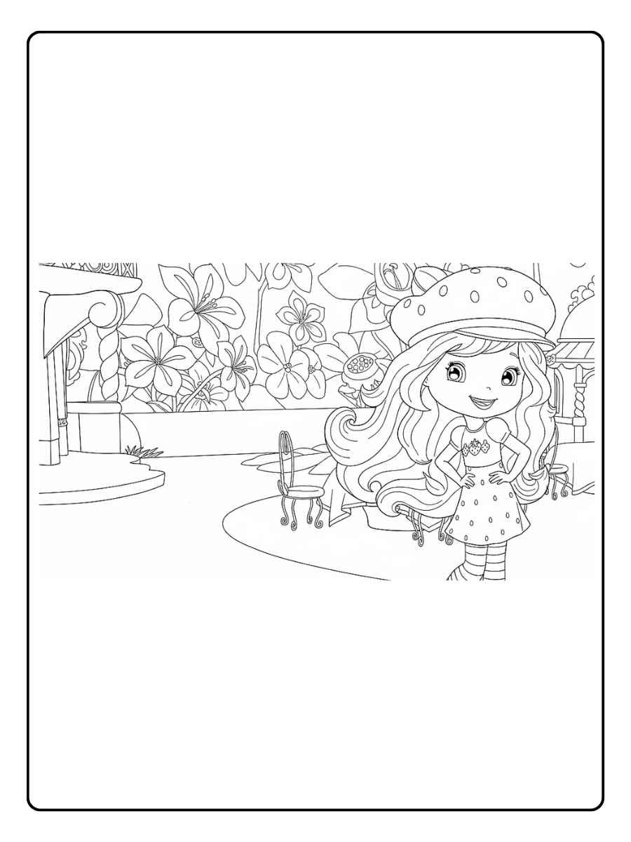 Strawberry Shortcake coloring pages Strawberry Shortcake walking in a strawberry park
