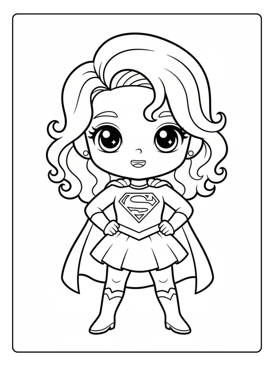Supergirl Coloring Pages – Supergirl Cute Style