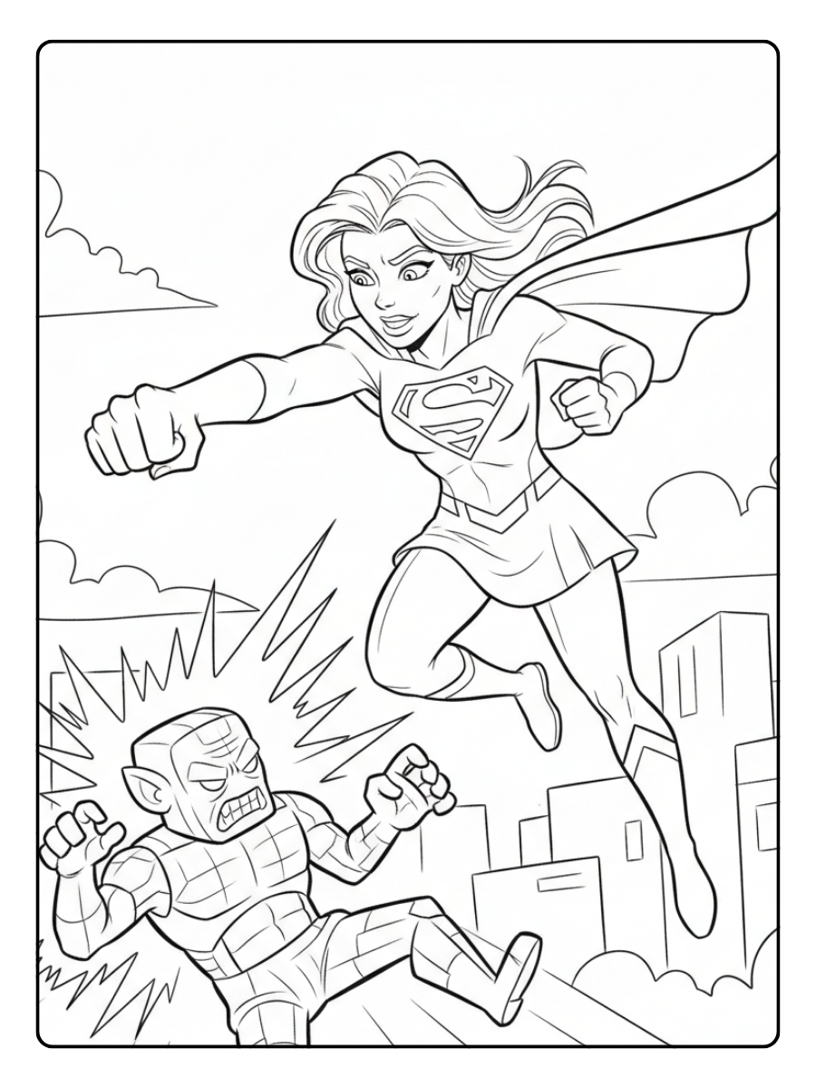Supergirl Coloring Pages – Supergirl Fighting