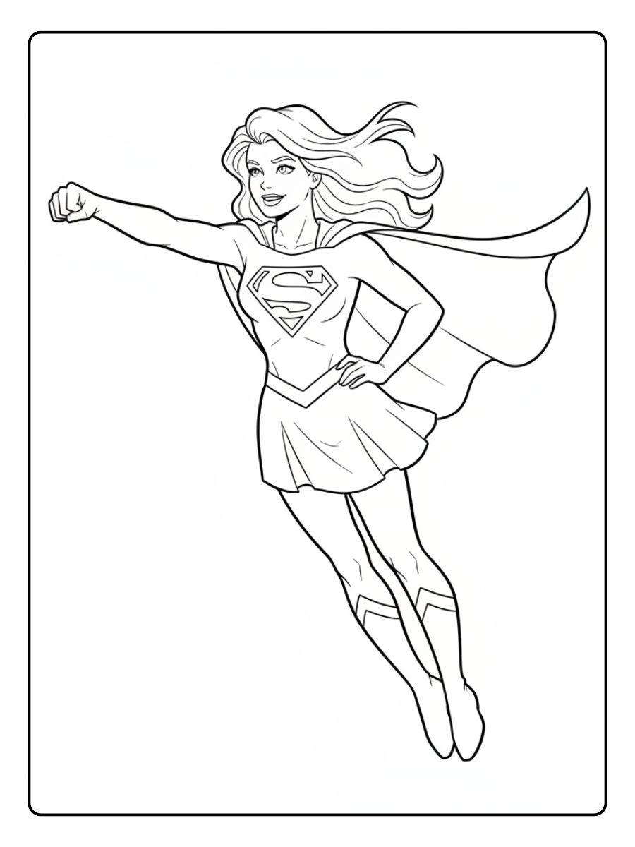 Supergirl Coloring Pages – Supergirl Flying