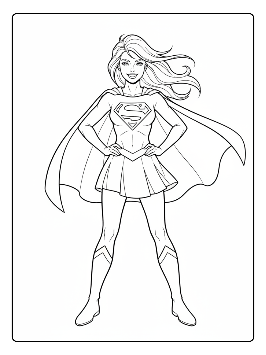 Supergirl Coloring Pages – Supergirl Hero Pose