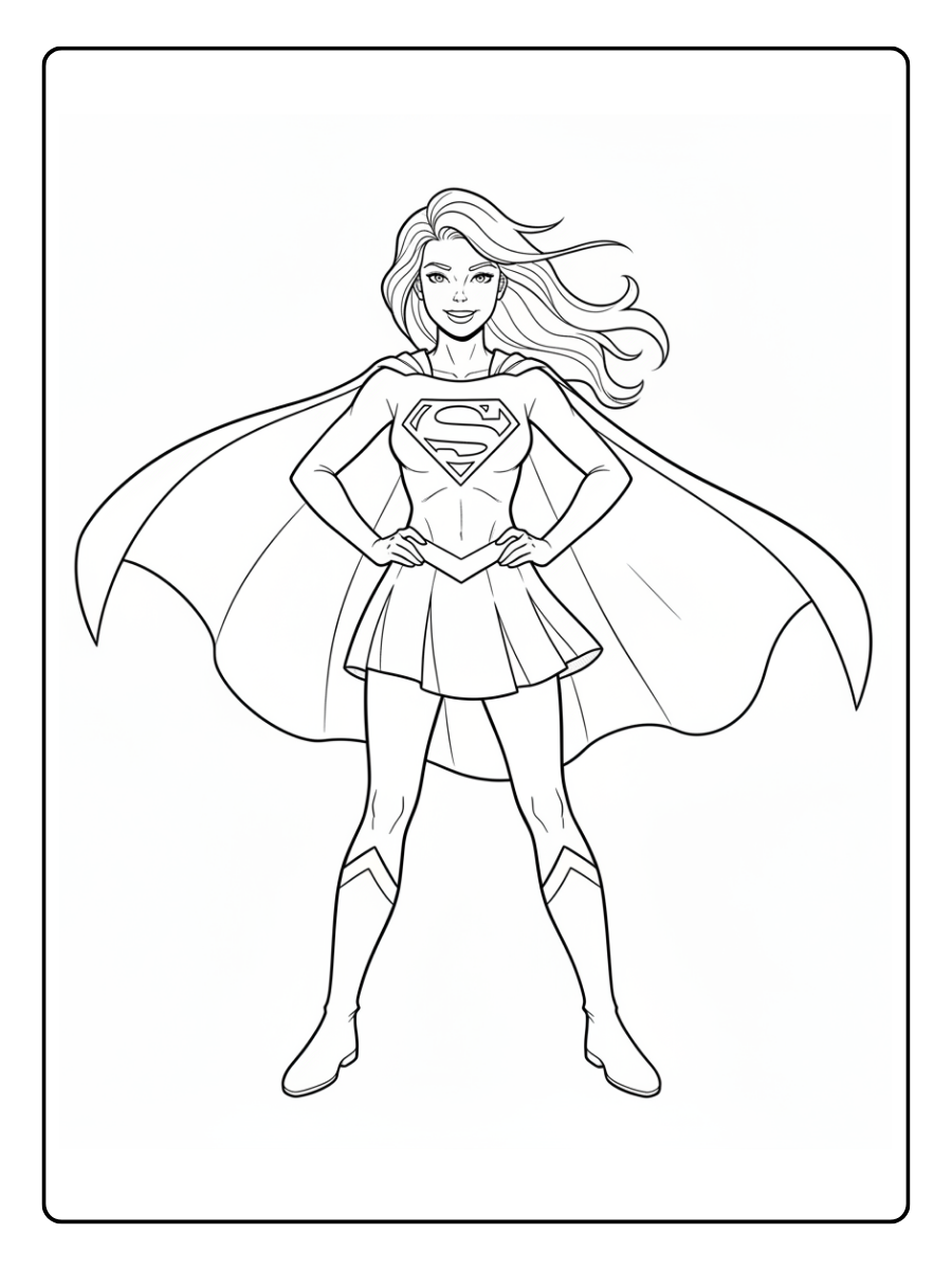 Supergirl Coloring Pages – Supergirl With Cape