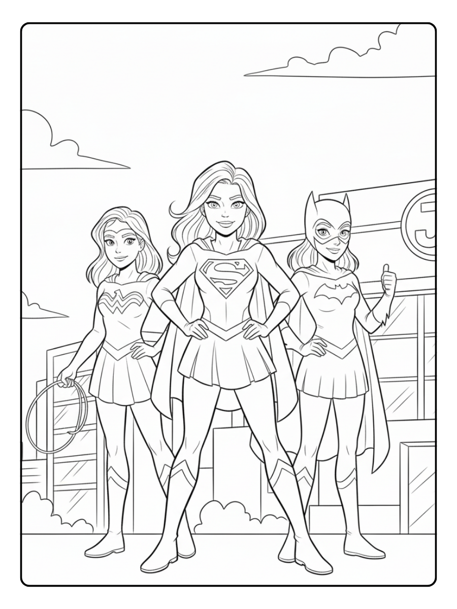 Supergirl Coloring Pages – Supergirl With Friends