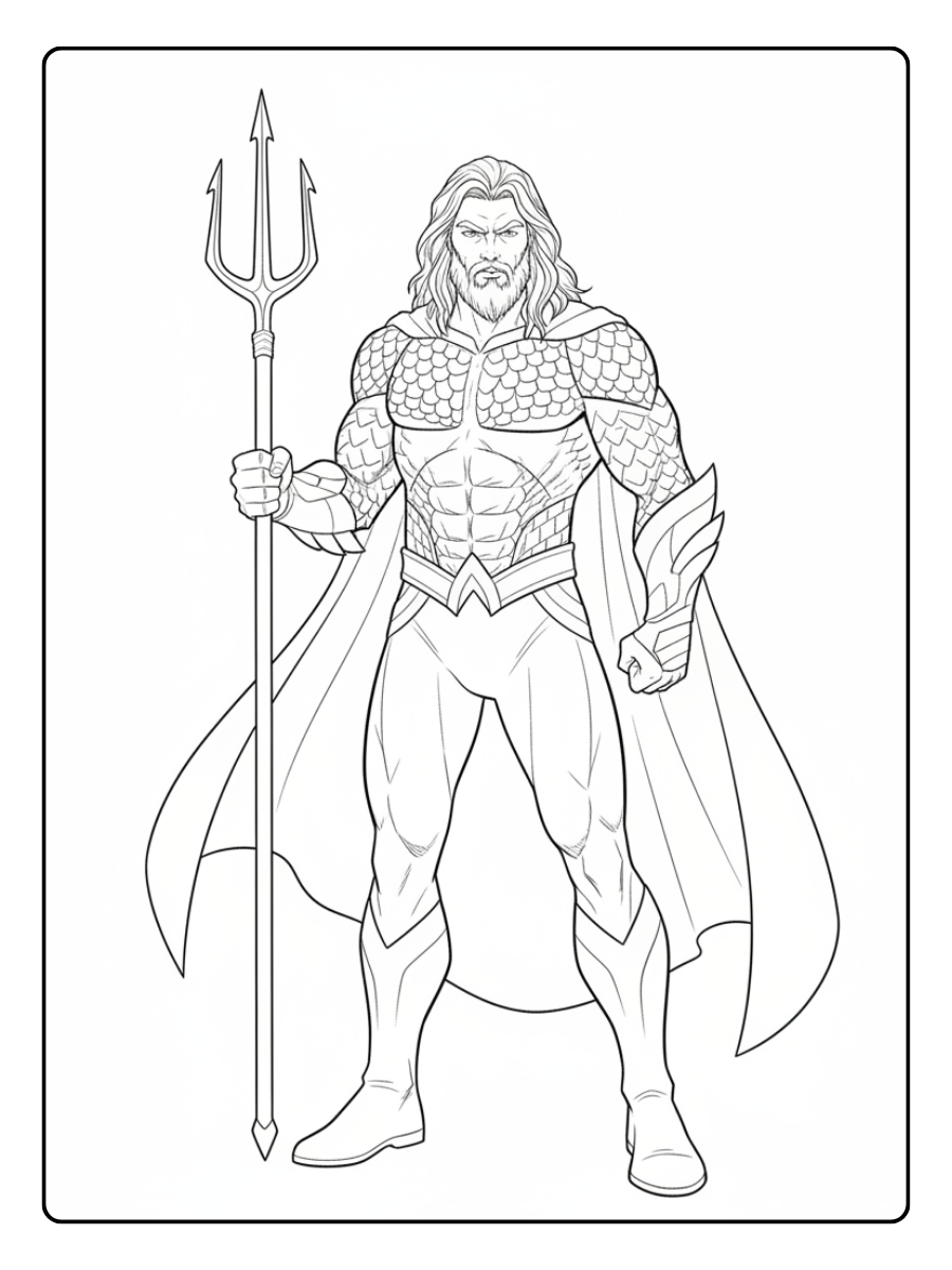 Superhero Coloring Pages – Aquaman Ocean King