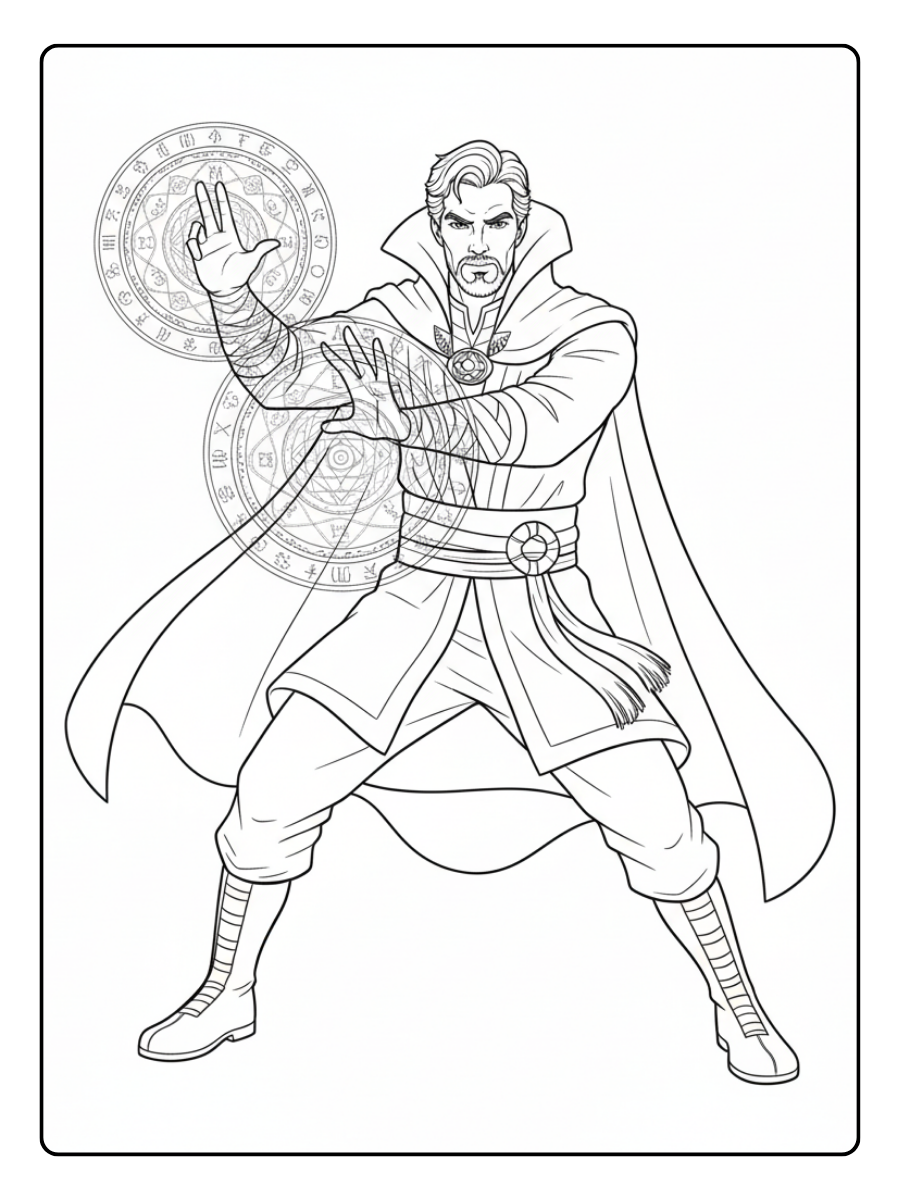 Superhero Coloring Pages – Doctor Strange Magic Spell