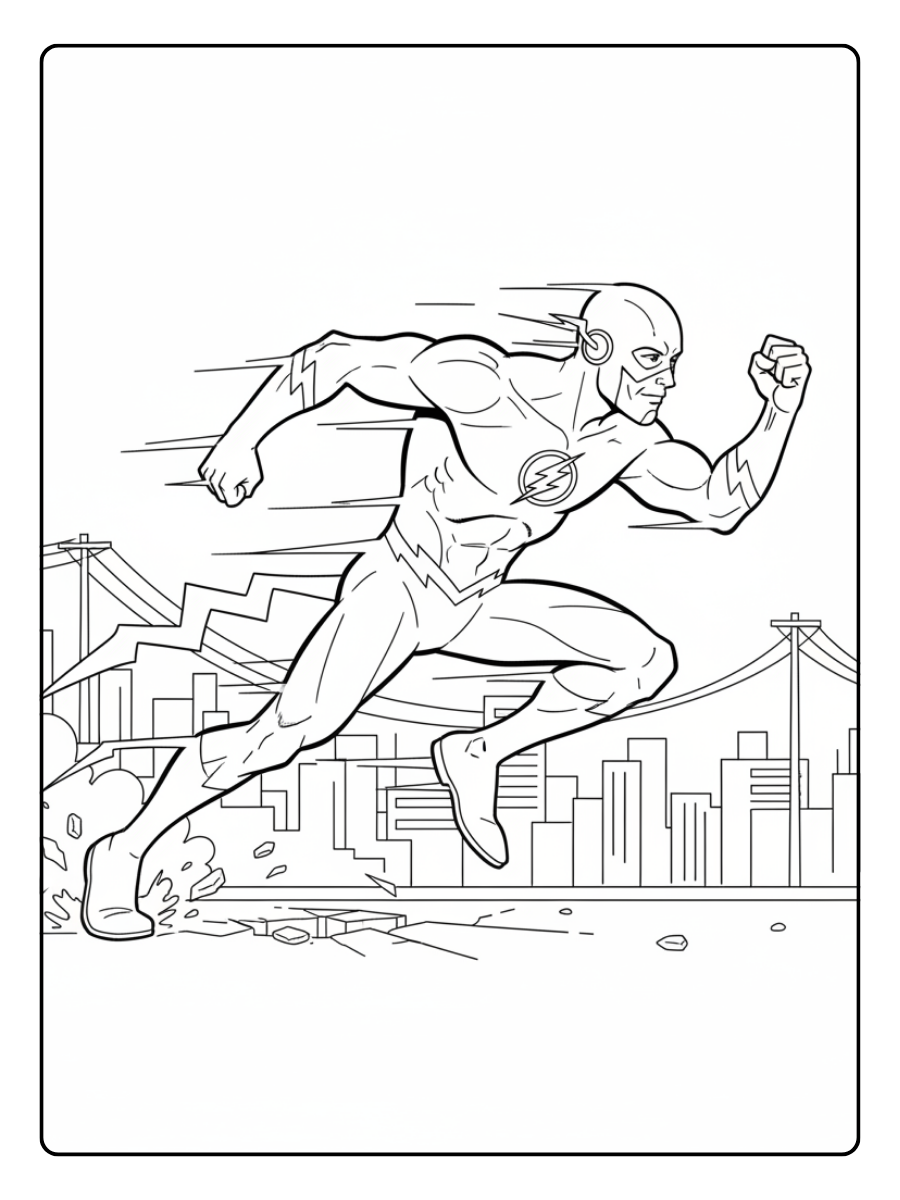 Superhero Coloring Pages – Flash Running at Super Speed
