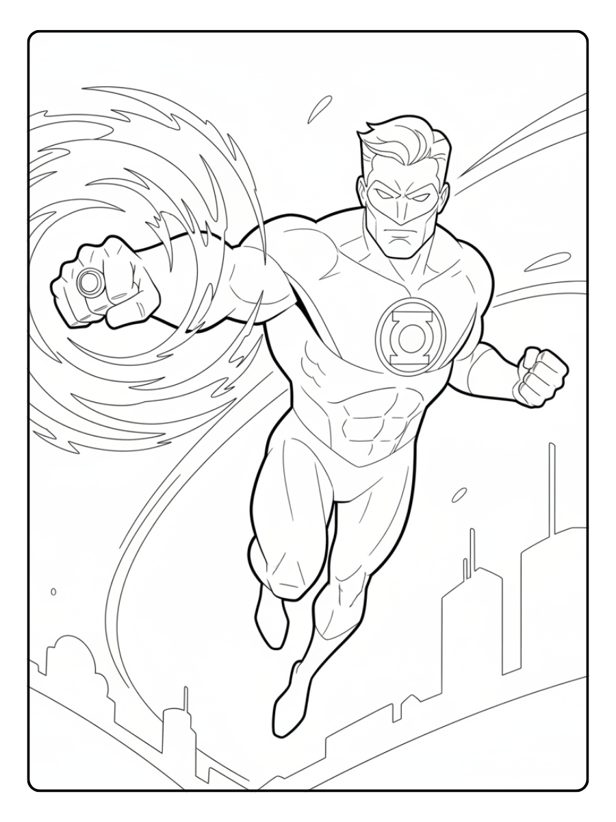 Superhero Coloring Pages – Green Lantern Power Ring
