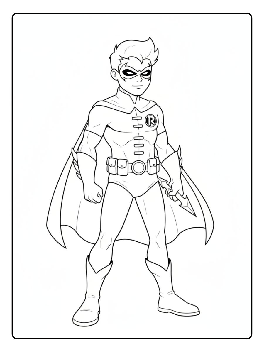 Superhero Coloring Pages – Robin