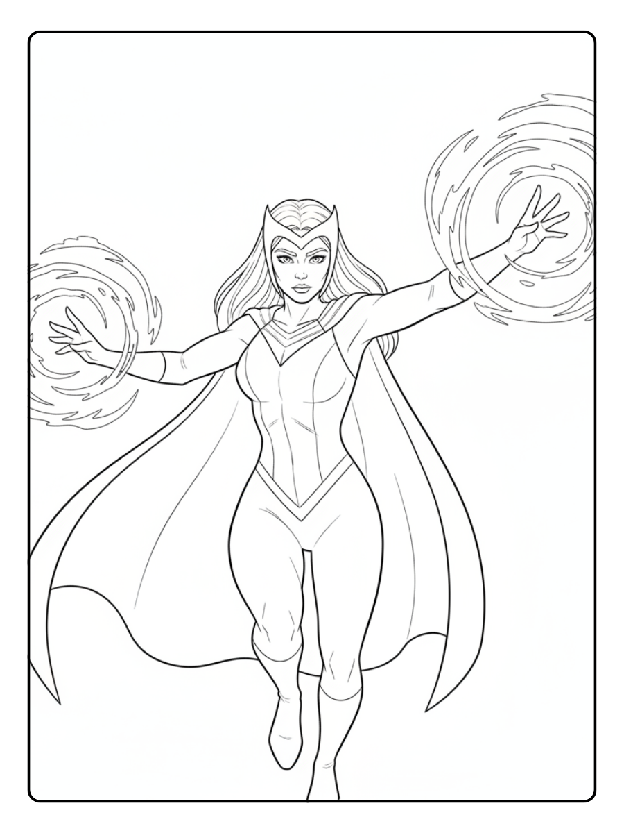 Superhero Coloring Pages – Scarlet Witch Power Energy
