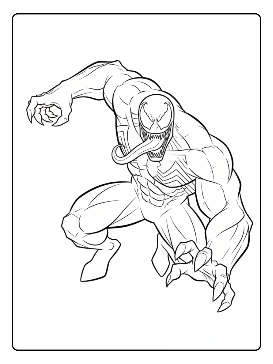 Superhero Coloring Pages – Venom Monster Action