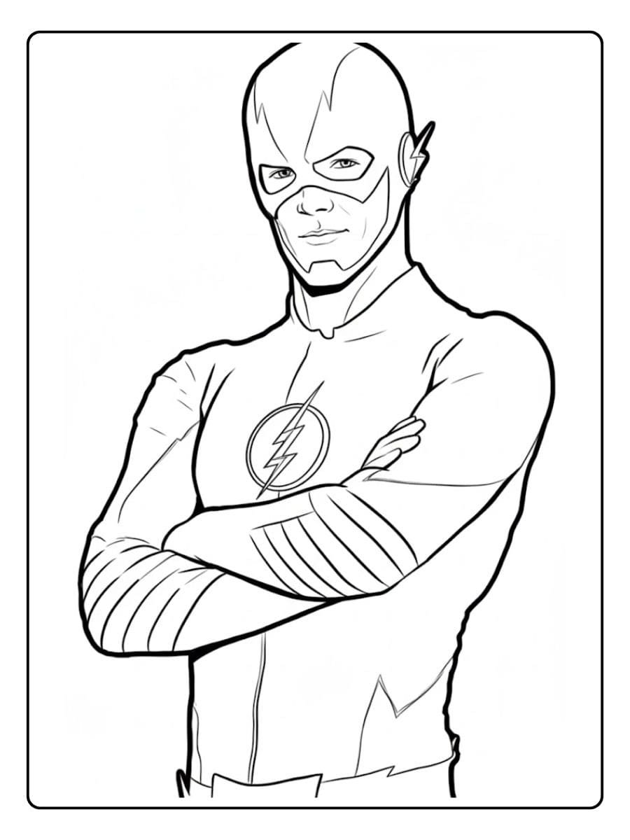 Superhero The Flash Line Art for Kids Flash Coloring Pages