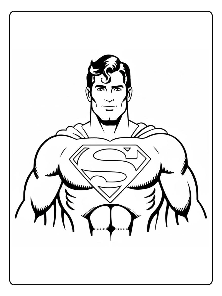 Superman Coloring Pages Simple Black and White Outline
