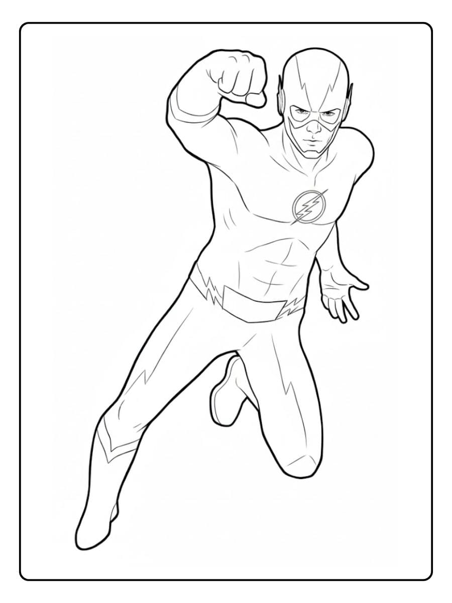 The Flash Running Outline Simple Superhero Coloring Pages (2)