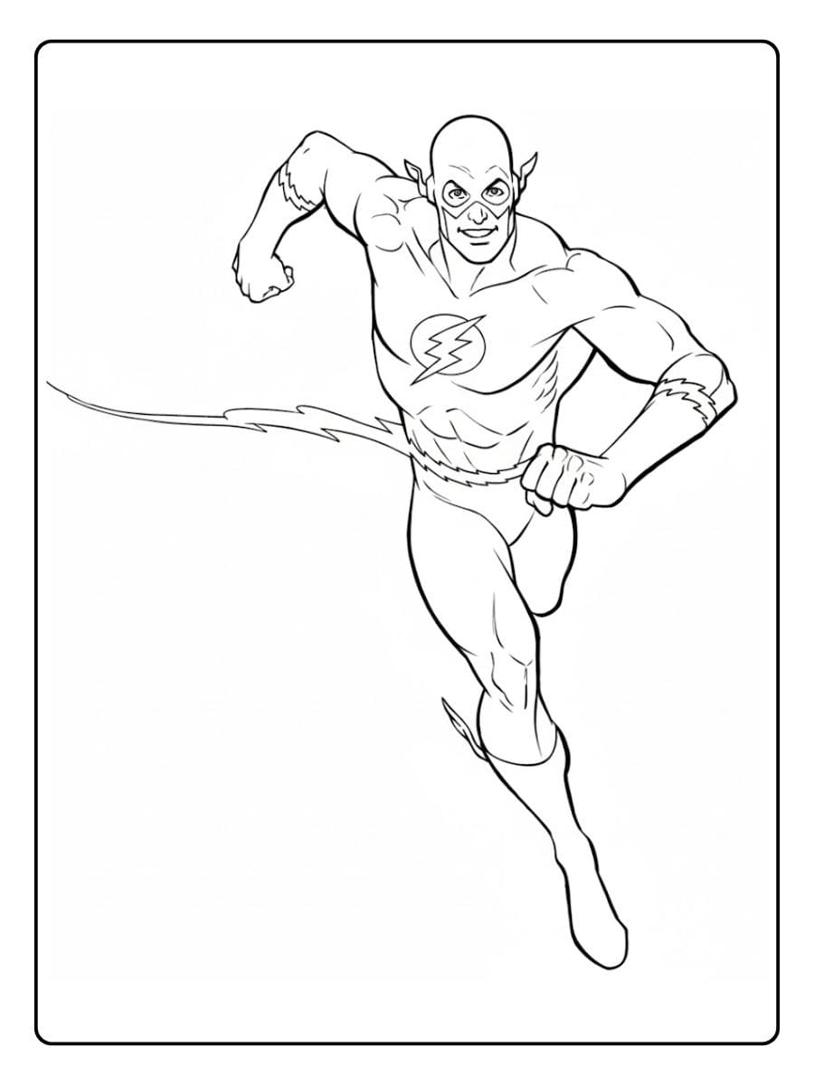 The Flash Running Outline Simple Superhero Coloring Pages
