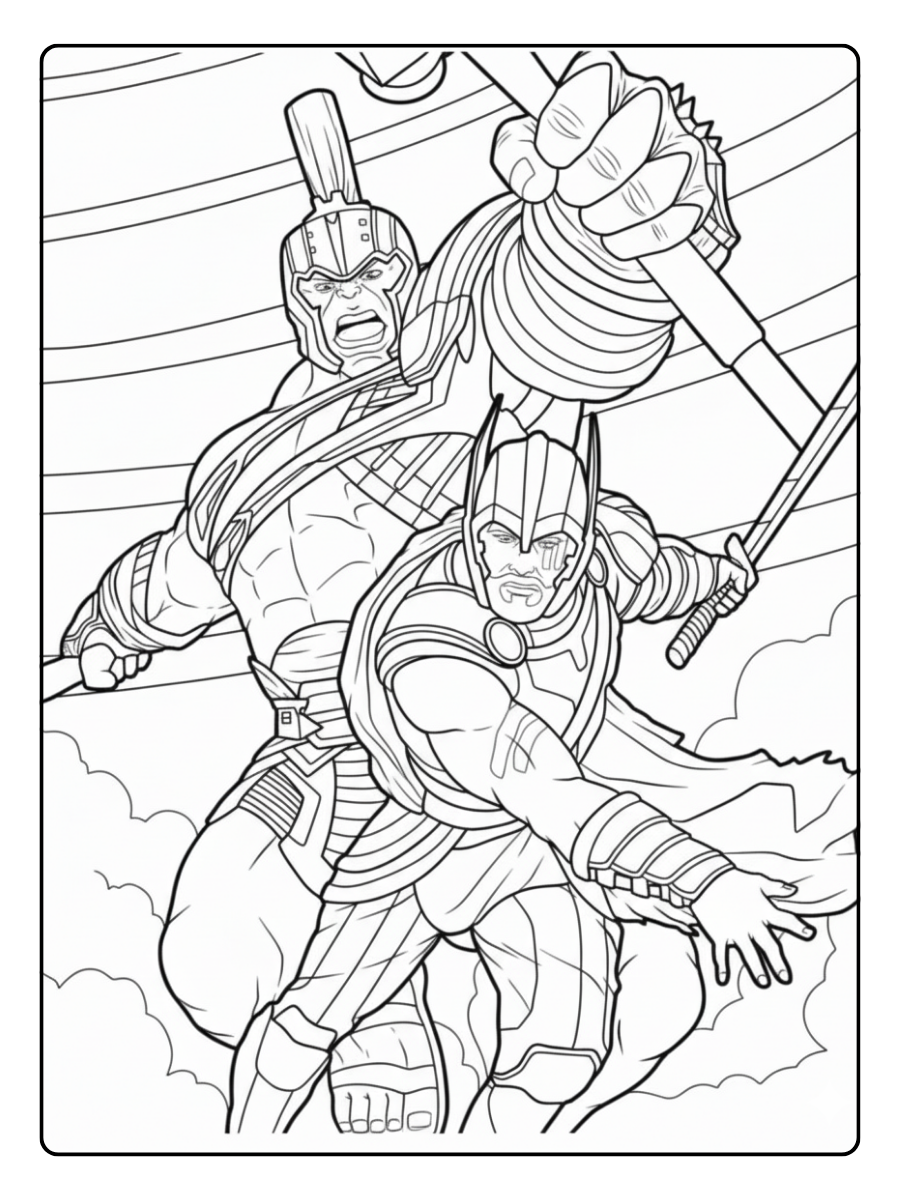 Thor Coloring Pages – The Hulk And Thor
