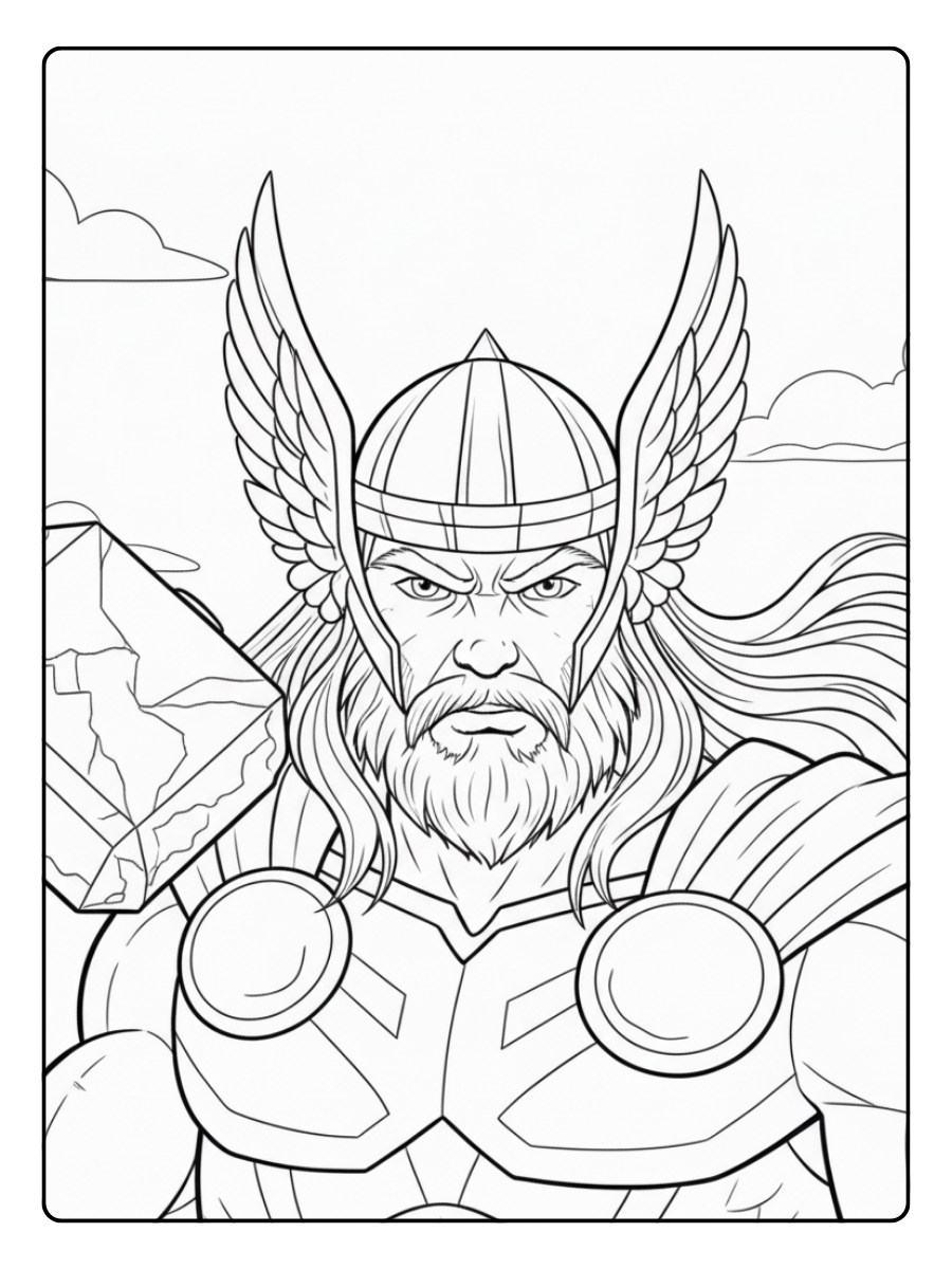 Thor Coloring Pages – Thor Brave Face