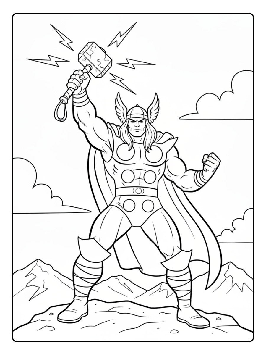 Thor Coloring Pages – Thor Classic Pose