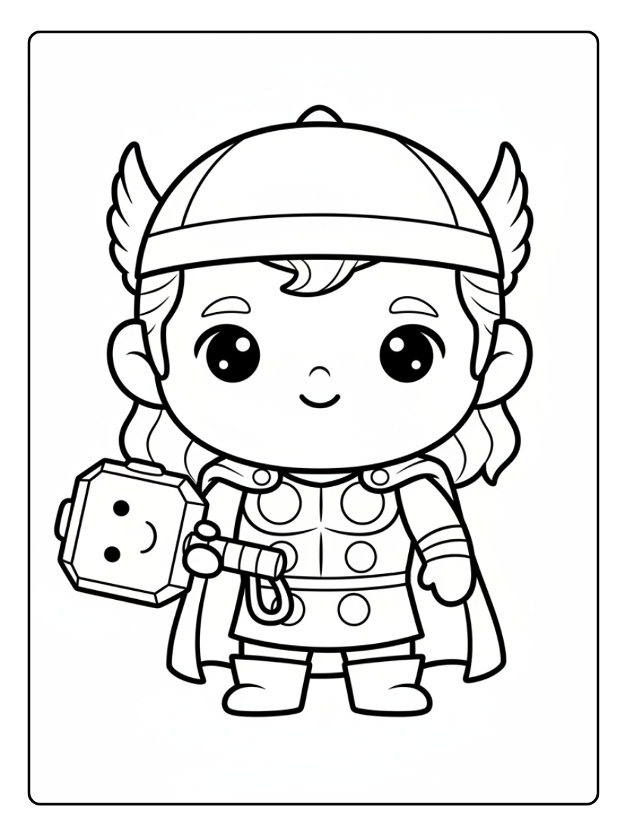 Thor Coloring Pages – Thor Cute Style