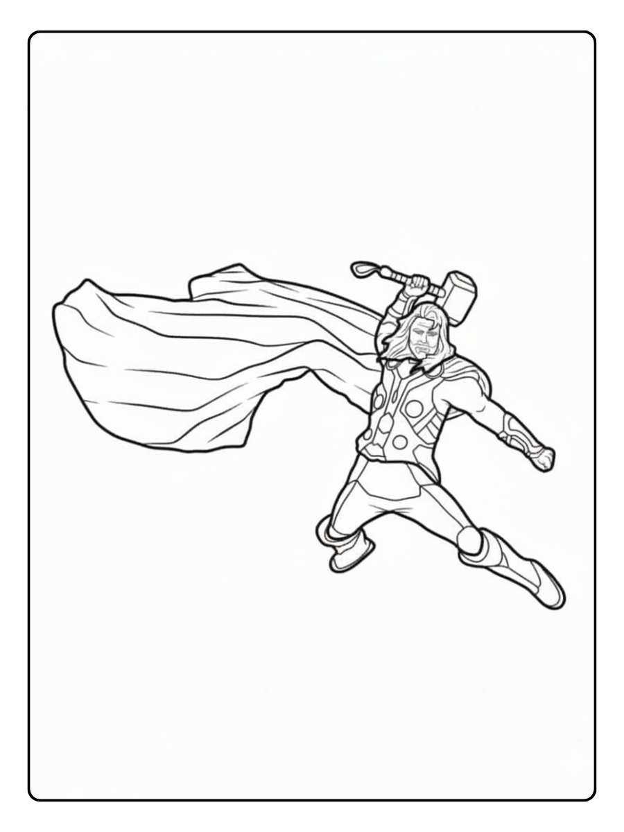 Thor Coloring Pages – Thor God Of Thunder Leaping Through