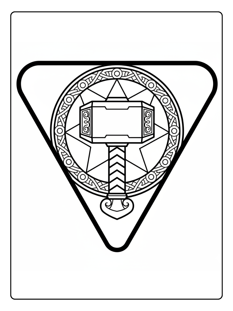 Thor Coloring Pages – Thor Hammer Emblem