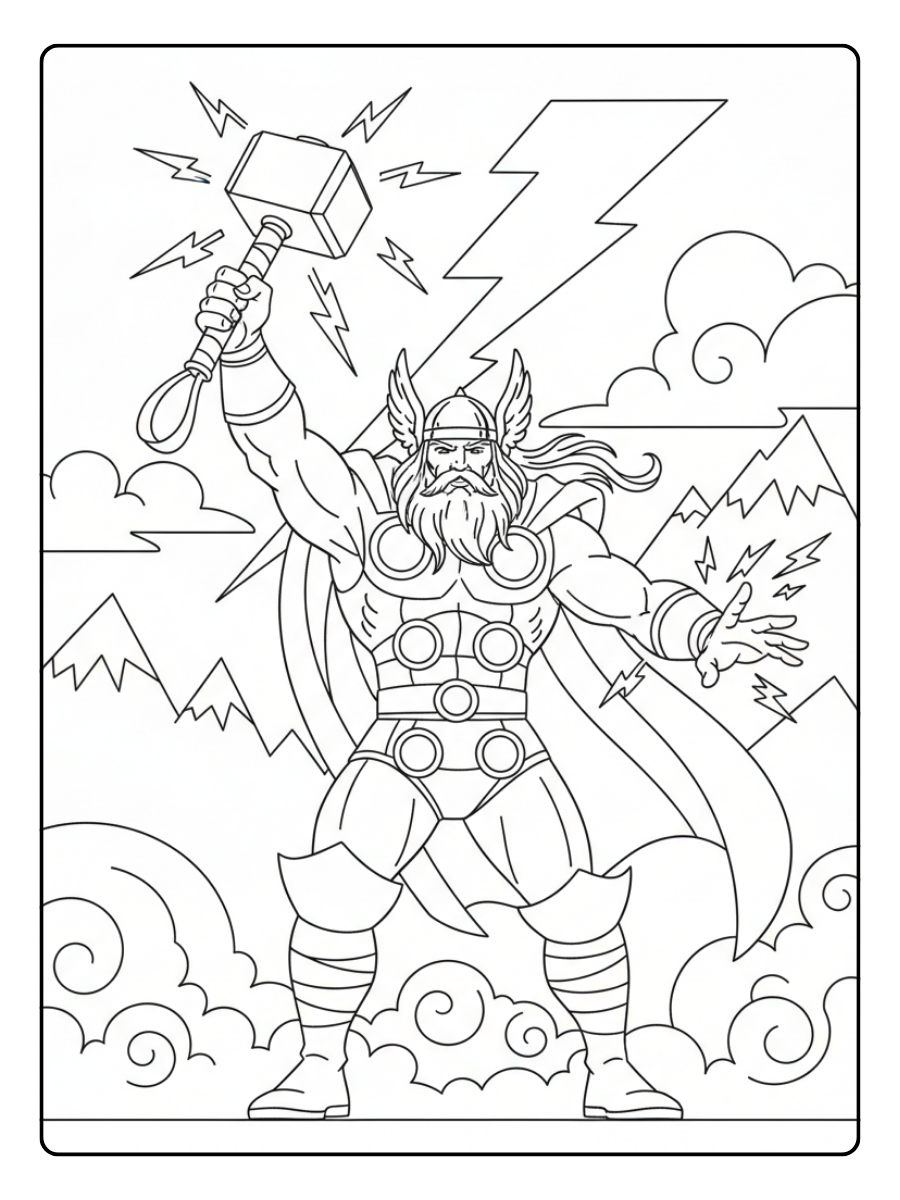 Thor Coloring Pages – Thor Mythic God