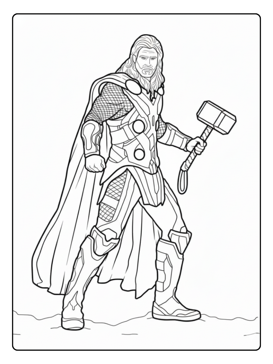 Thor Coloring Pages – Thor Simple Outline