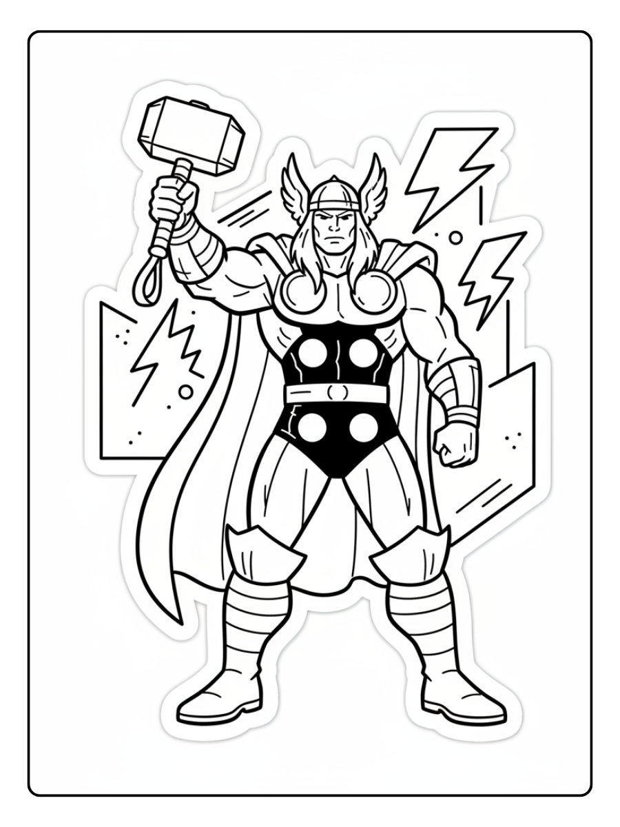 Thor Coloring Pages – Thor Sticker Style