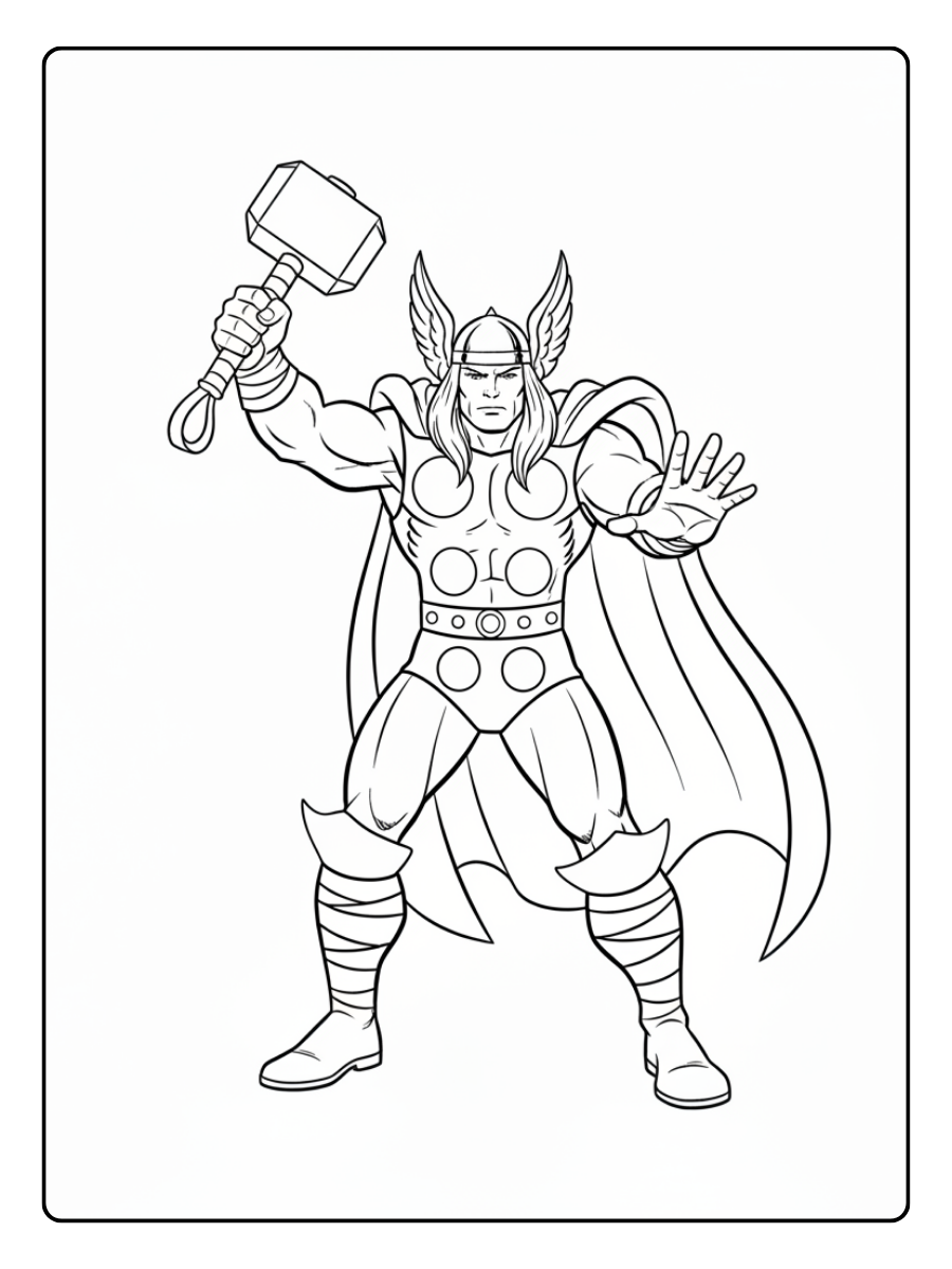 Thor Coloring Pages – Thor Warrior Pose