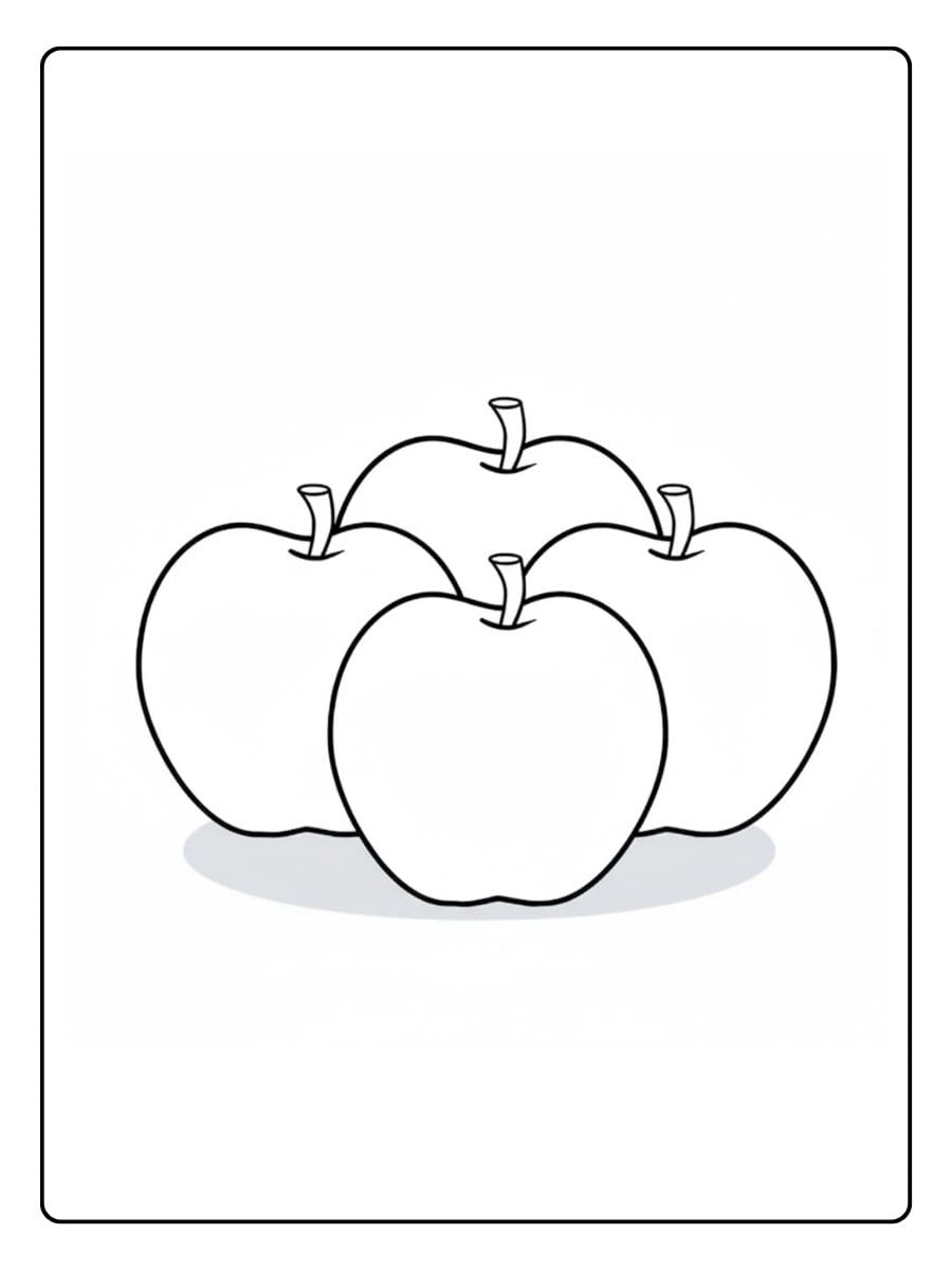 Three Apples Group Apples Coloring Pages