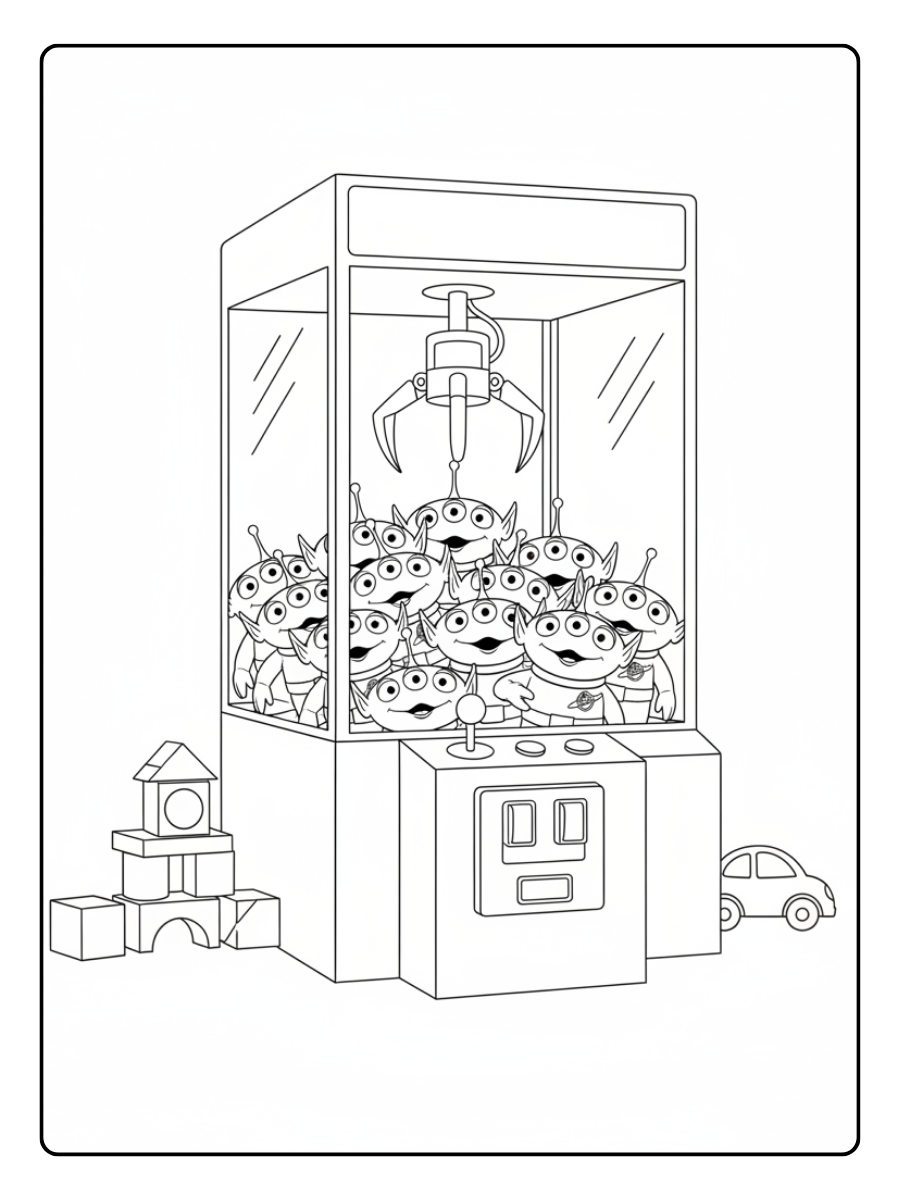 Toy Story Coloring Pages – Alien Claw Machine