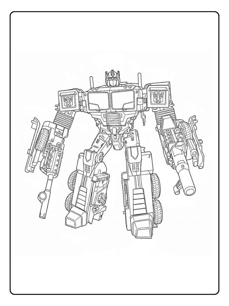 Transformers coloring pages Optimus Prime front view robot form
