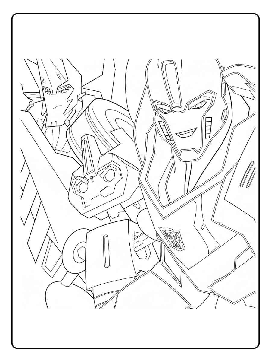 Transformers coloring pages close up robot face intense expression