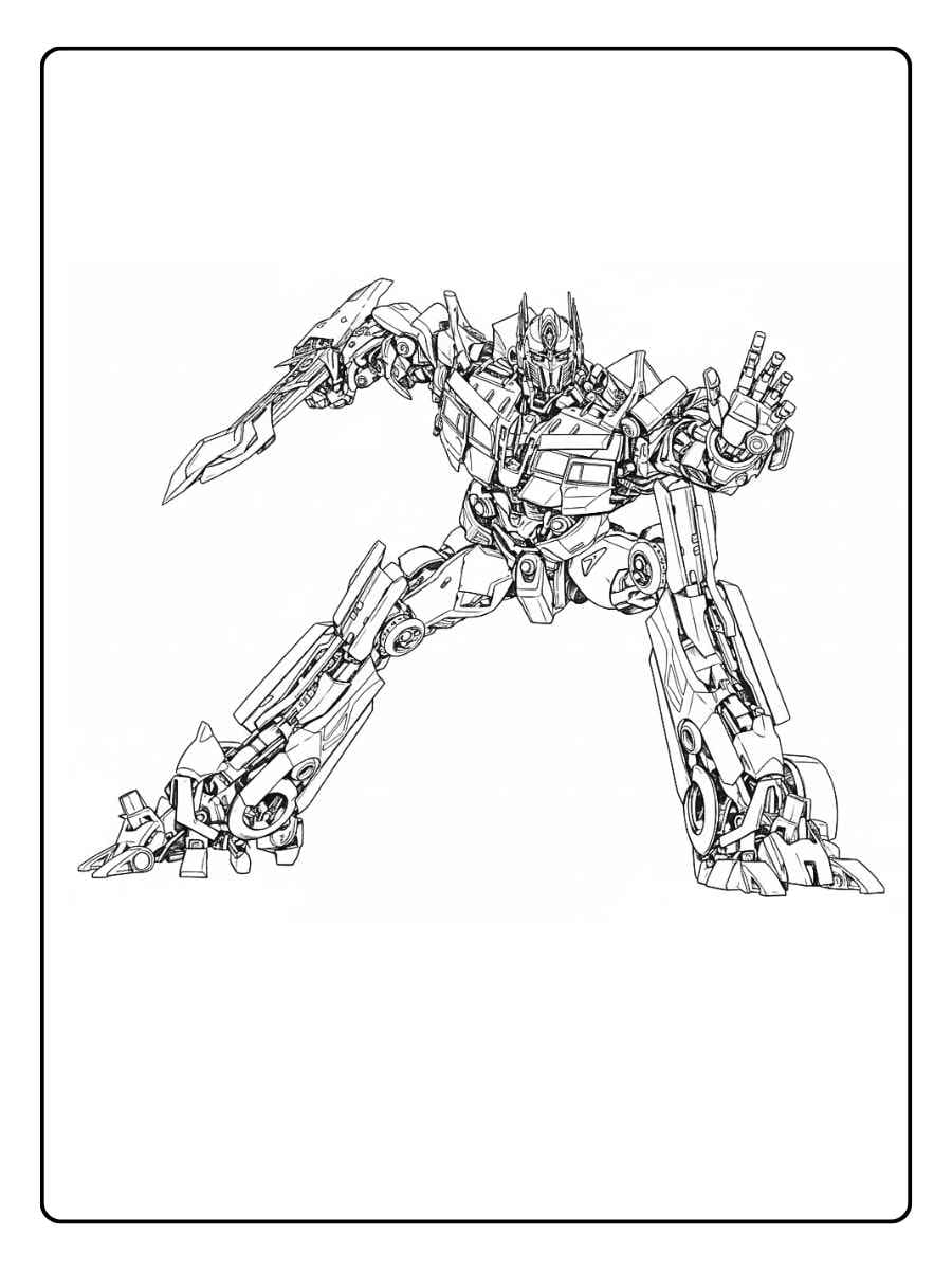 Transformers coloring pages dynamic Transformers robot combat pose