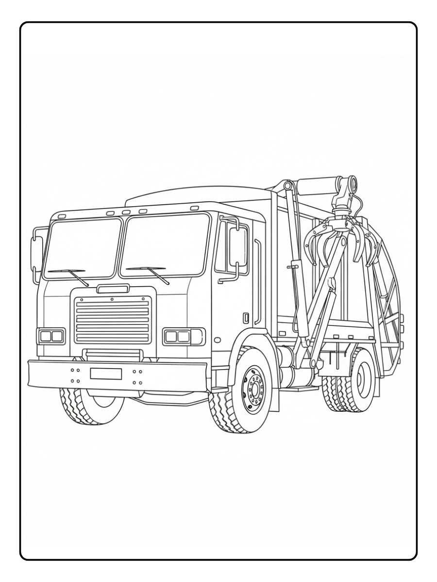 Trash Truck Coloring Pages – Automated Side Loader