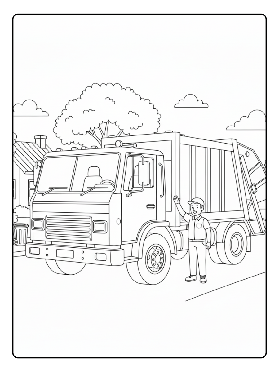 Trash Truck Coloring Pages – Compact Garbage Truck