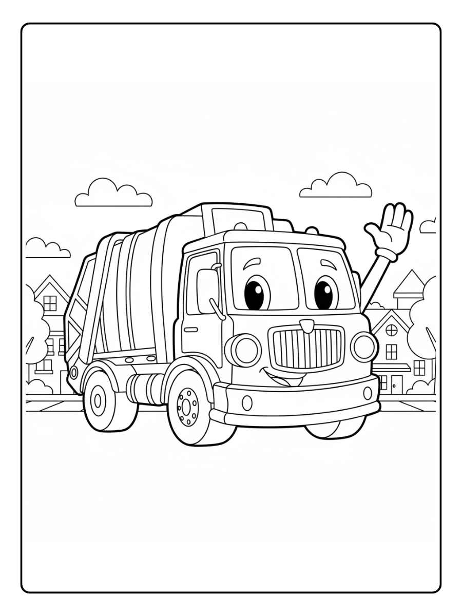 Trash Truck Coloring Pages – Friendly Trash Truck