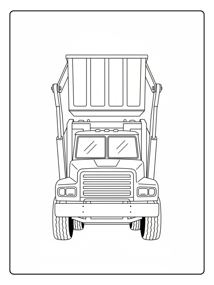 Trash Truck Coloring Pages – Front Loader Garbage Truck
