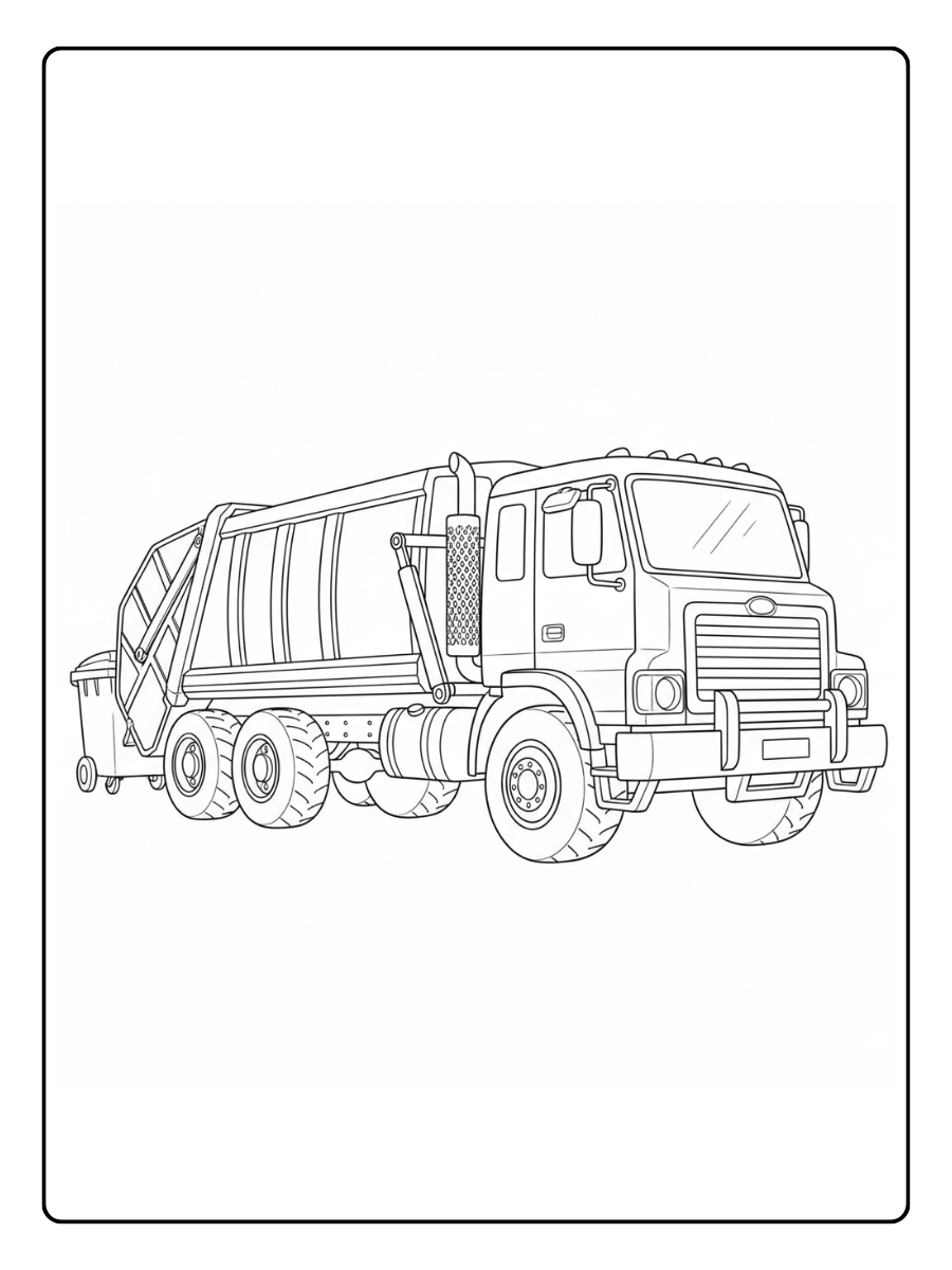 Trash Truck Coloring Pages – Heavy Duty Garbage Truck
