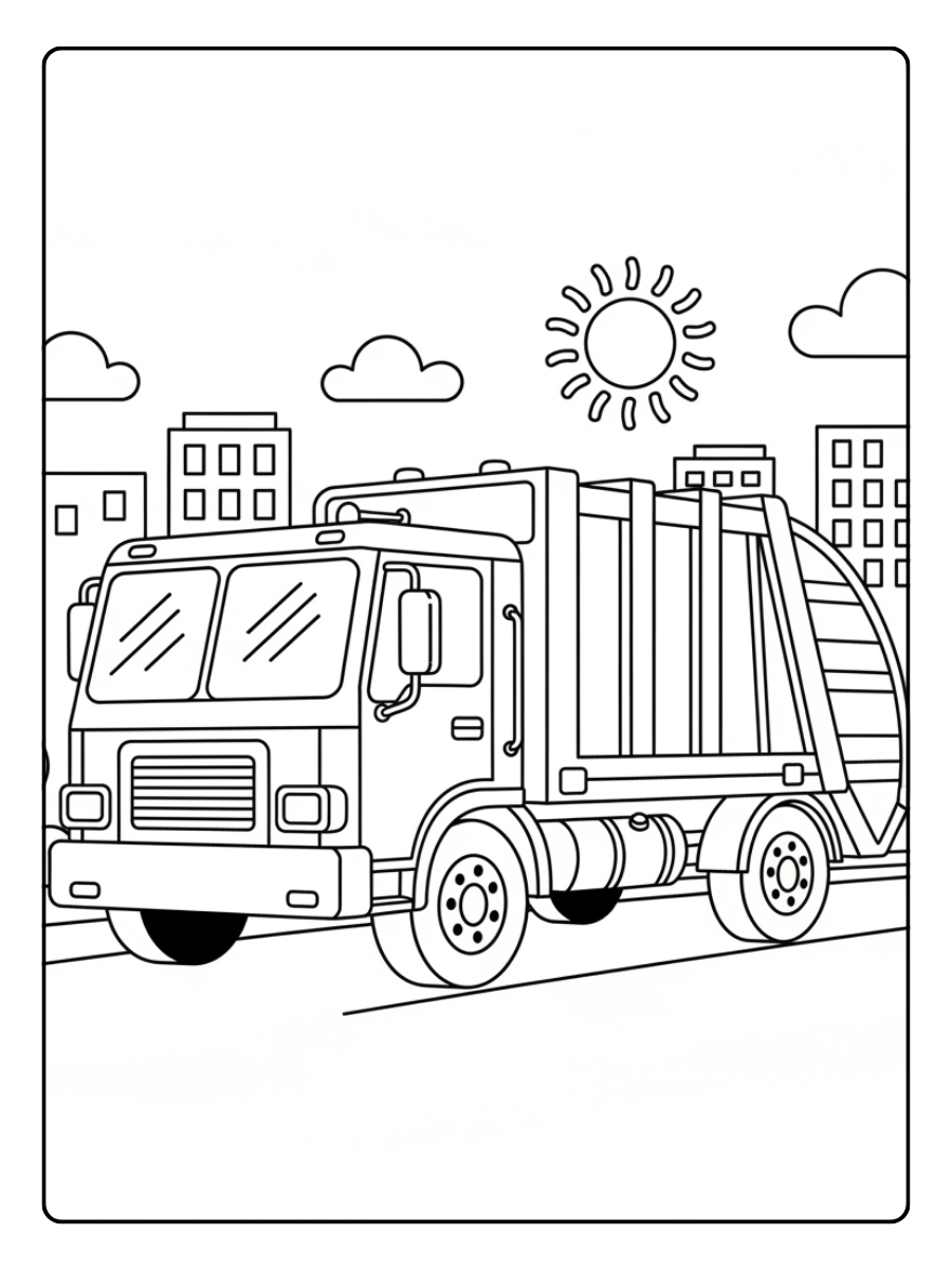 Trash Truck Coloring Pages – Large Trash Truck