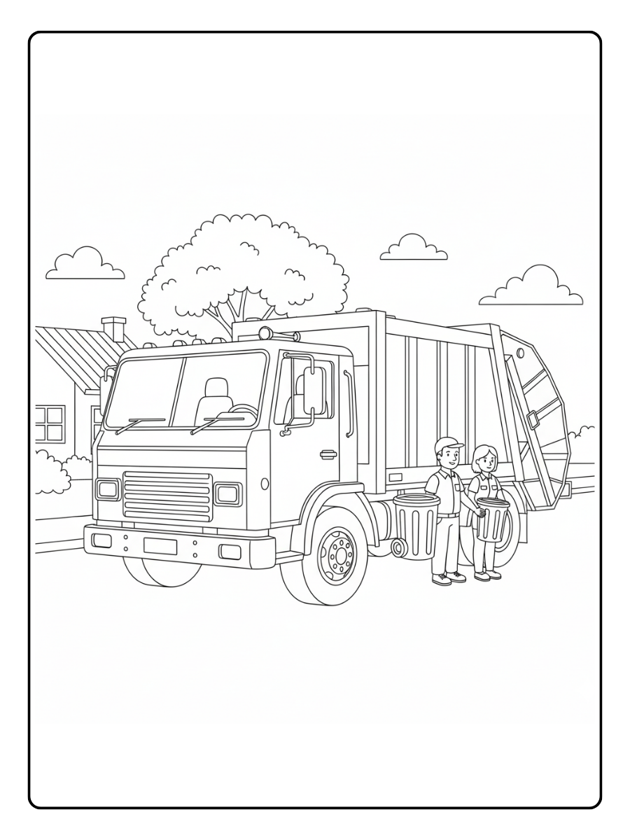 Trash Truck Coloring Pages – Manual Garbage Truck