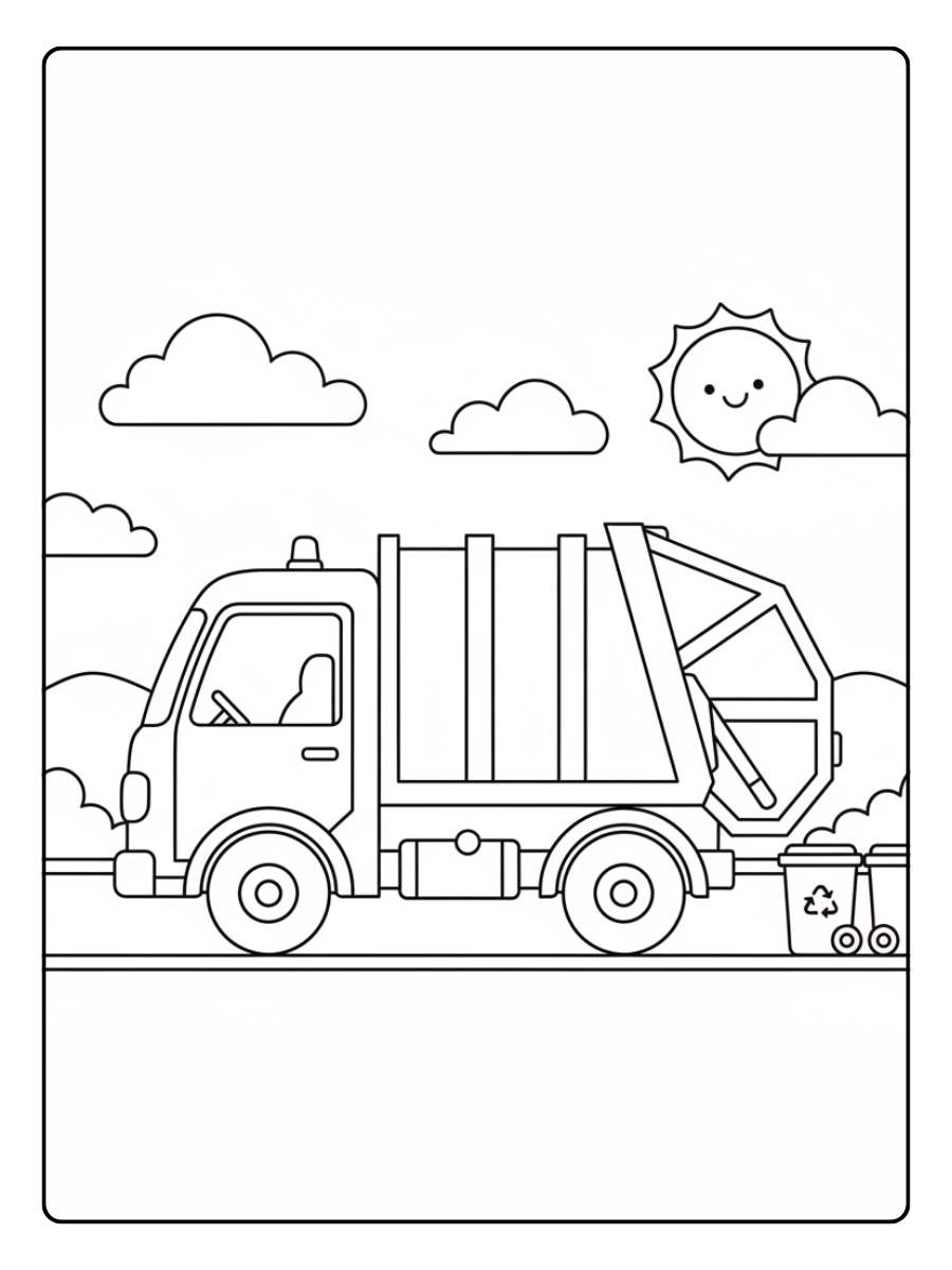 Trash Truck Coloring Pages – Mini Garbage Truck