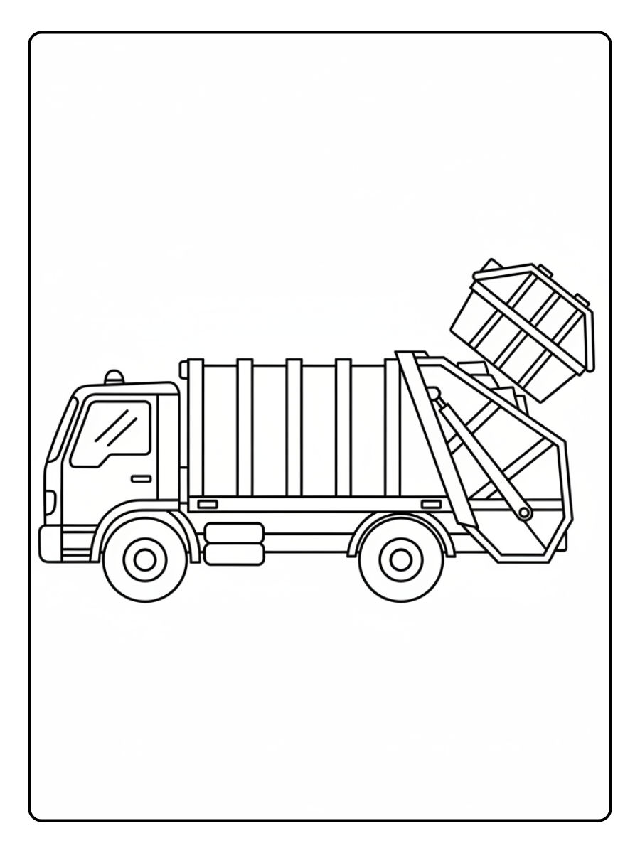 Trash Truck Coloring Pages – Rear Loader Garbage Truck