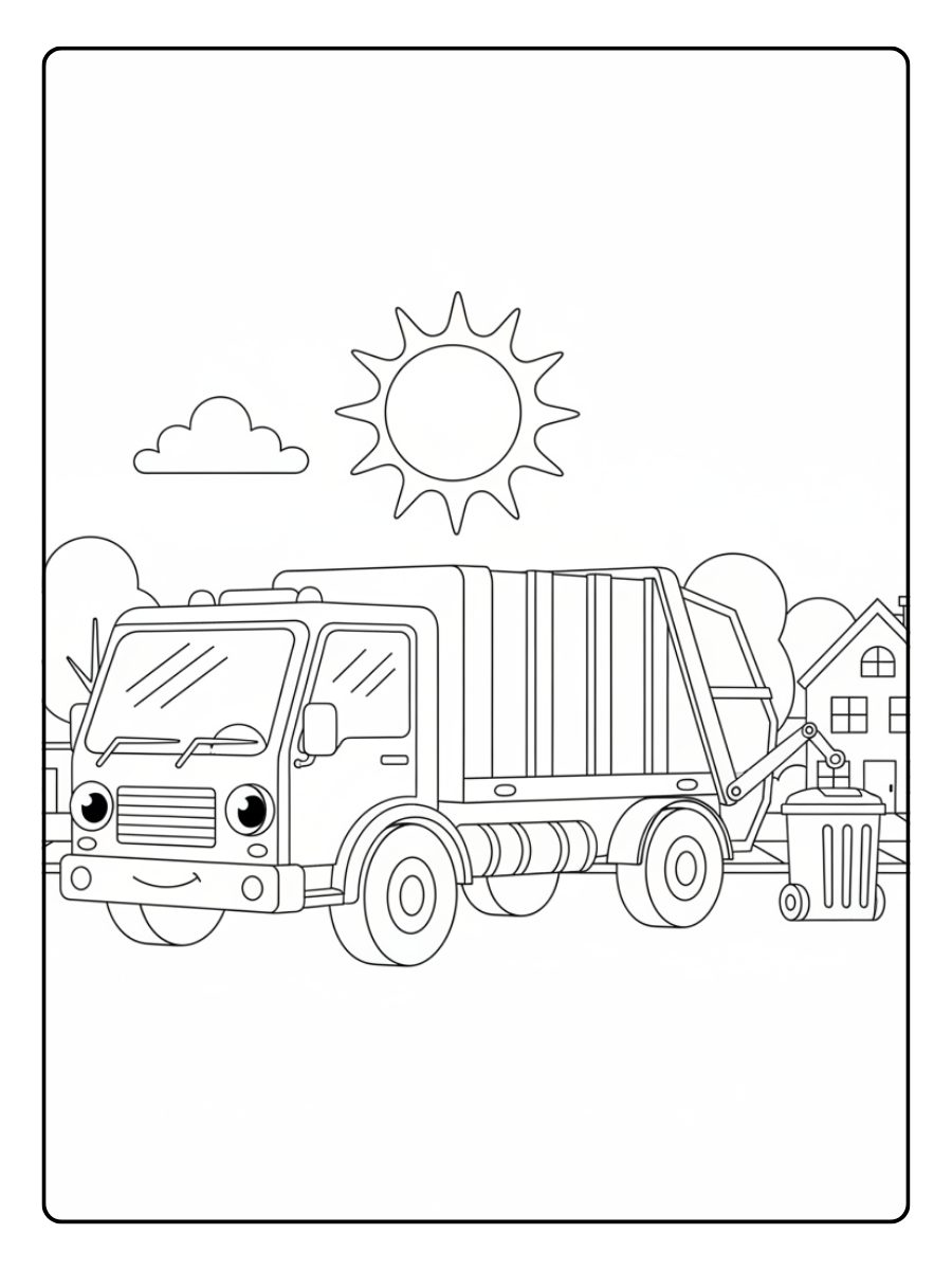 Trash Truck Coloring Pages – Residential Trash Truck