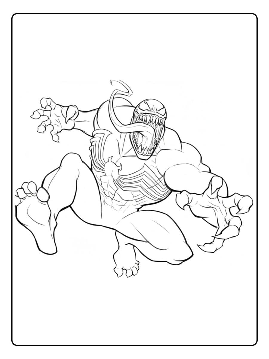 Venom Coloring Pages Simple Outline for Kids