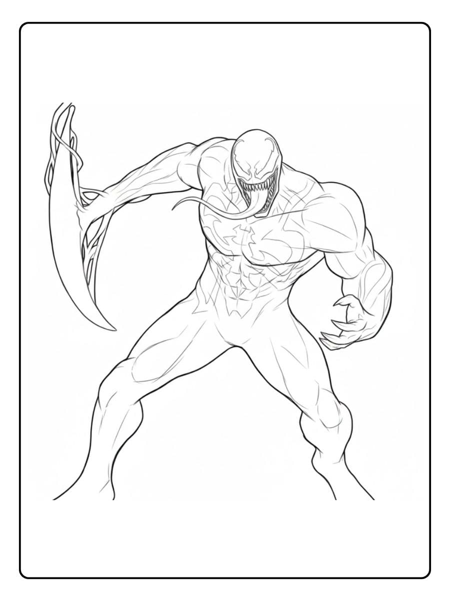 Venom Coloring Pages Simple Outline for Printing