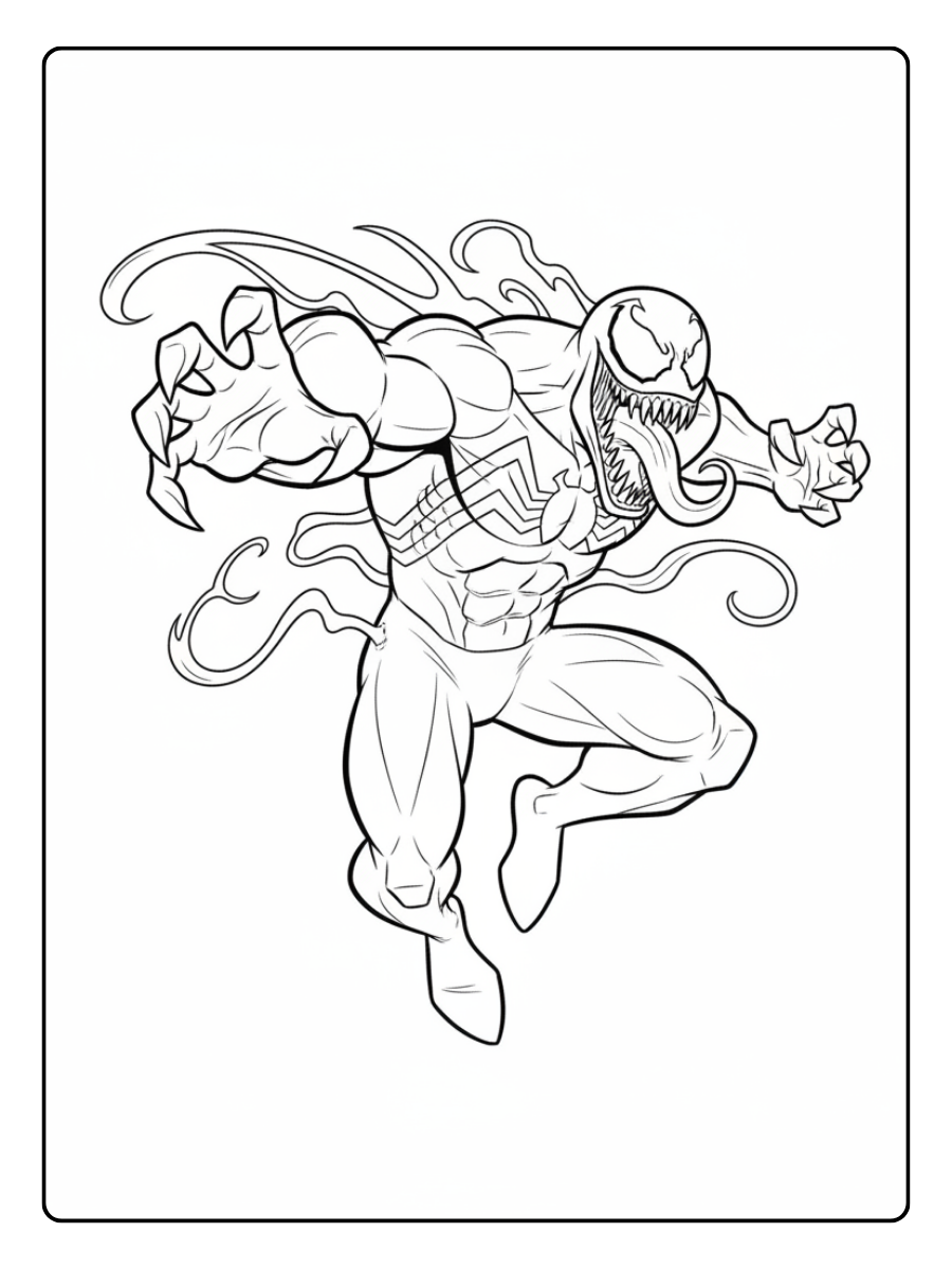 Venom Coloring Pages – Venom Action Pose
