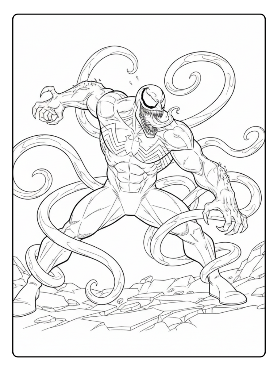 Venom Coloring Pages – Venom Fighting