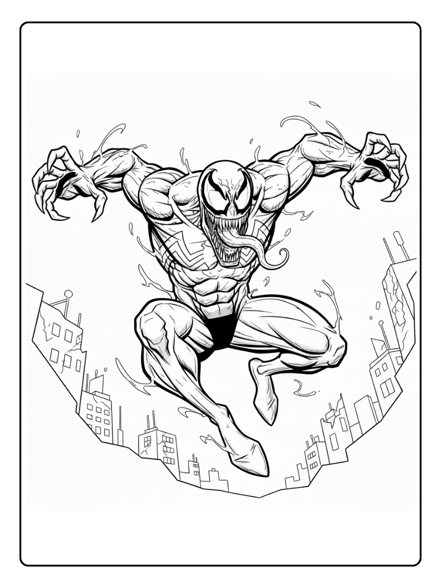Venom Coloring Pages – Venom Jump Attack